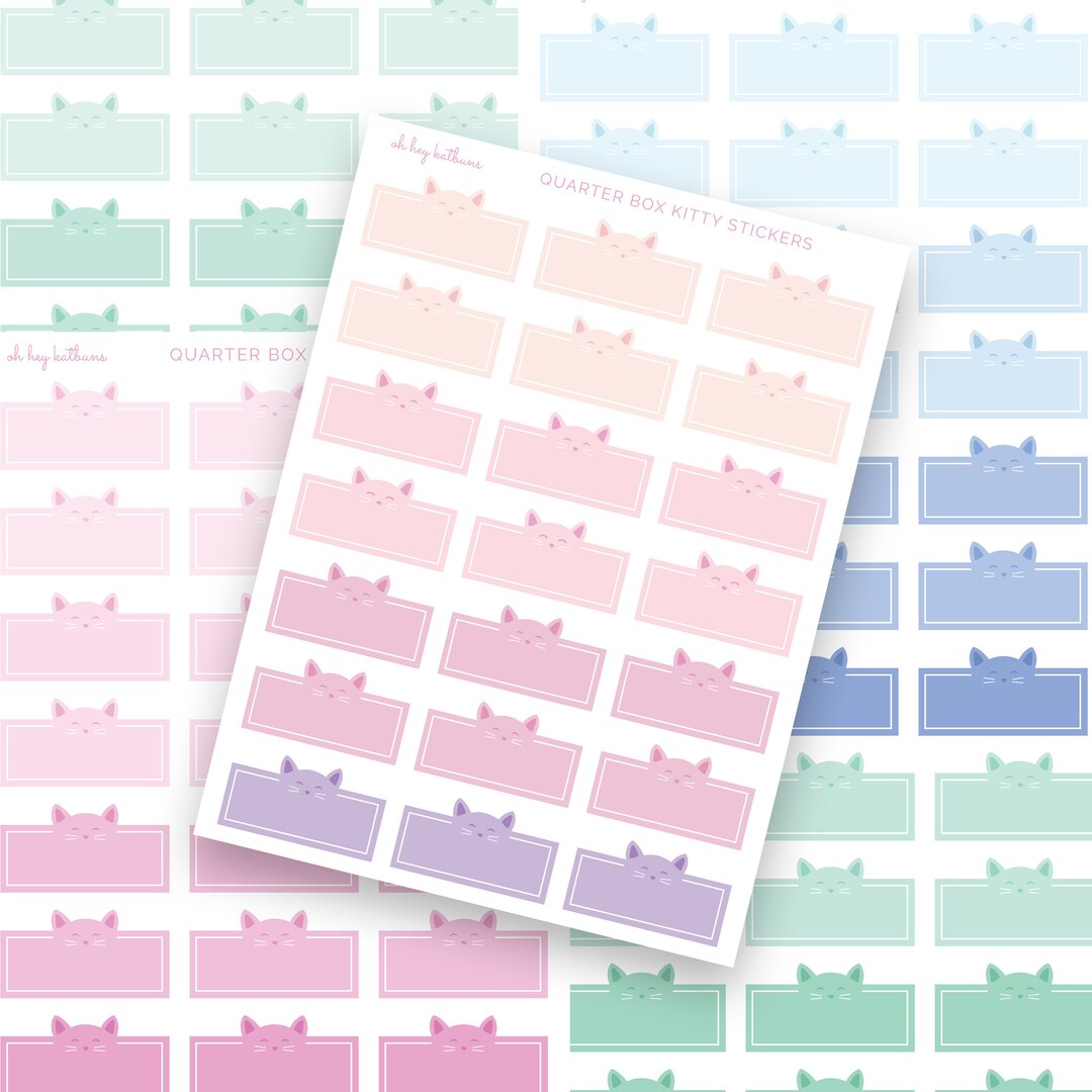 Quarter Box Planner Stickers, Cute Cat Stickers, Animal Stickers ...