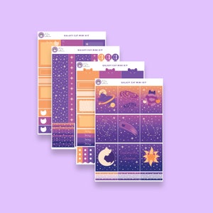 Galaxy Cat Weekly Kit, Cat Planner Stickers, Vertical Weekly Kit, Cute Cat Stickers, Constellation Sticker Kit, Mini Kit, Cat Planner