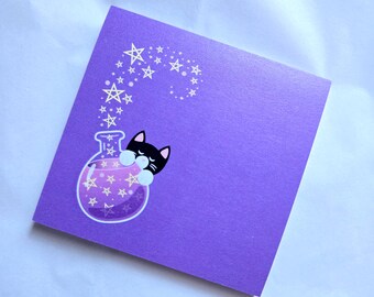 Magic Potion Cat Sticky Notes, To Do List, Cat Lover Gift, Memo Pad, Tear Off Notepad, Cat Stationery, Cute Paper, Tuxedo Kitty