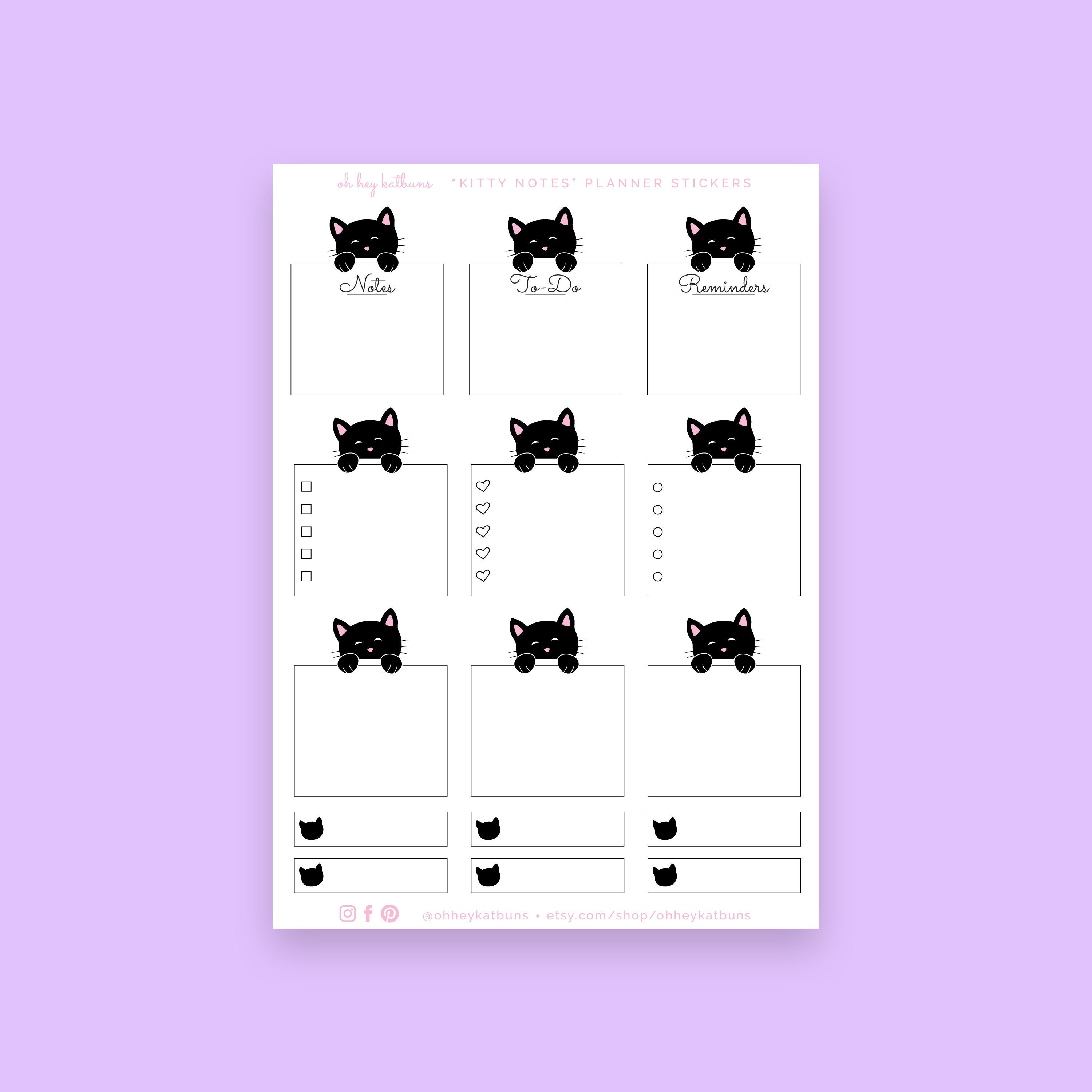 Black Cat Printable Planner Stickers