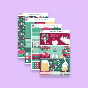 Christmas Weekly Kit, Cat Planner Stickers, Vertical Weekly Kit, Cute Cat Stickers, December Sticker Kit, Mini Sticker Kit, Cat Planner