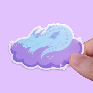 Cute Dragon Sticker, Vinyl Sticker for Dragon Lovers, Waterproof Sticker, Sleeping Dragon Sticker, Cloud Sticker
