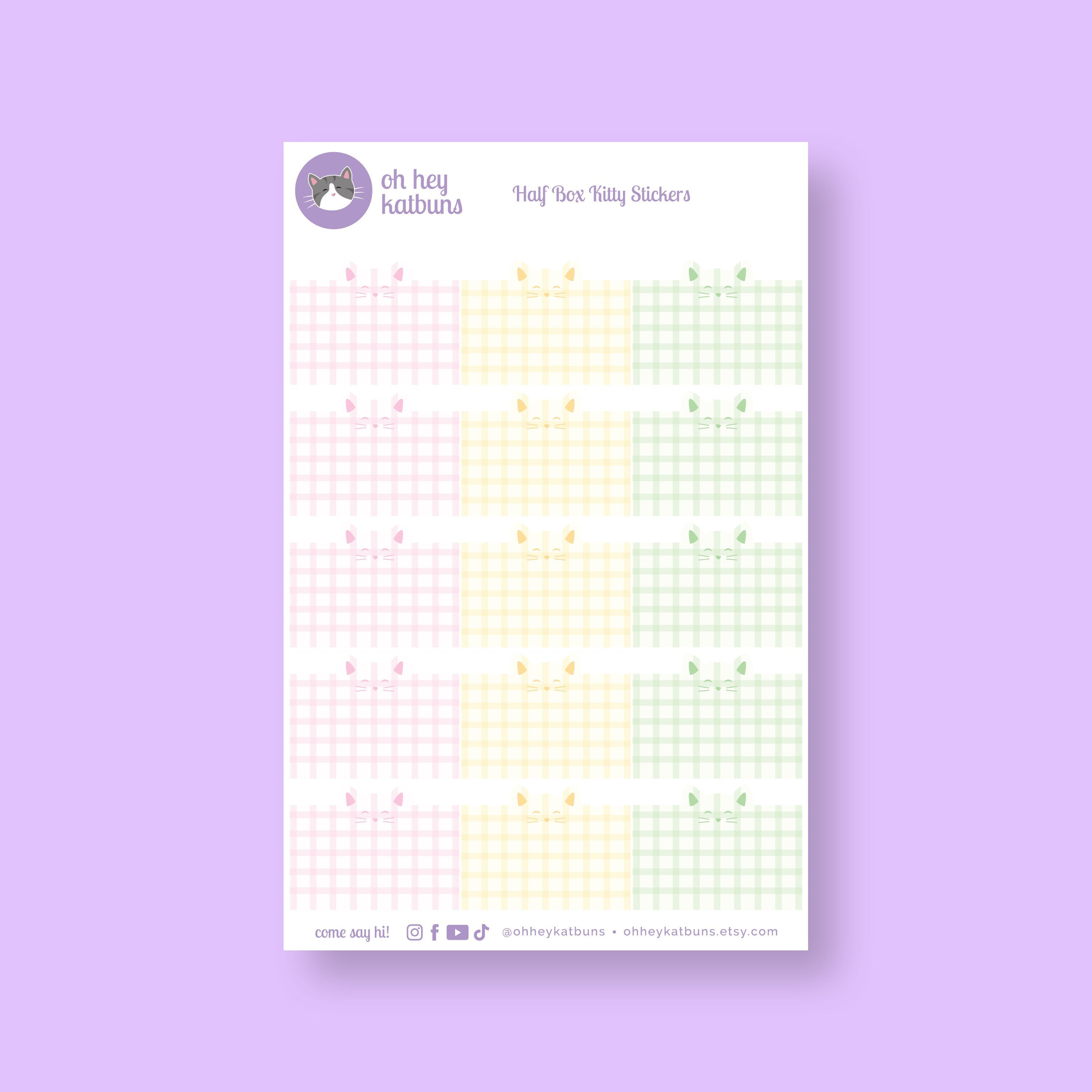 Half Box Planner Stickers, Cute Cat Stickers, Cottagecore Stickers ...