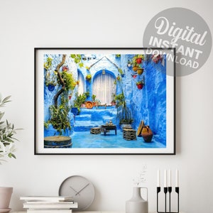 Chefchaouen Morocco Print: Blue City Travel Poster (Digital Download)