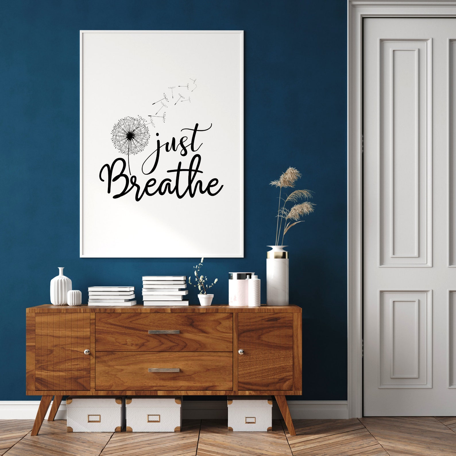 Just Breathe Prints Art Motivational Minimal Wall Art Print Etsy