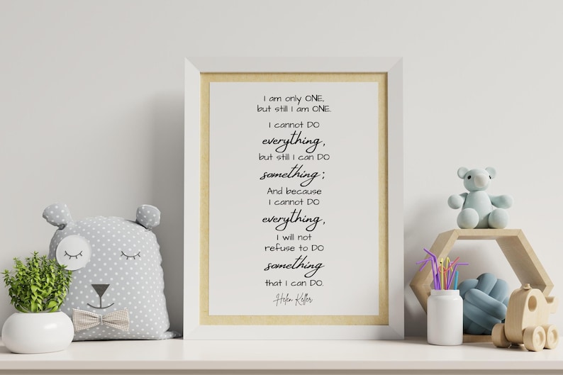 Helen Keller Positive Quote I Am Only One ... I Can Do - Etsy Australia