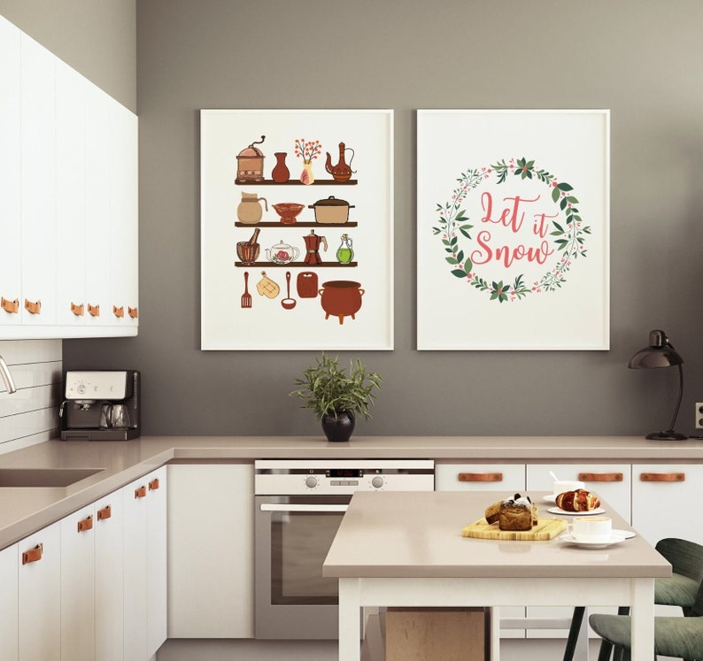 Vintage Kitchen Utensils Art Print Retro Kitchen Print Mid Etsy