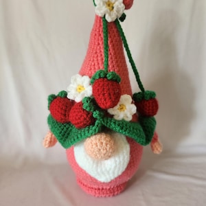 Strawberry gnome,  amigurumi strawberry gnome, crochet gnome
