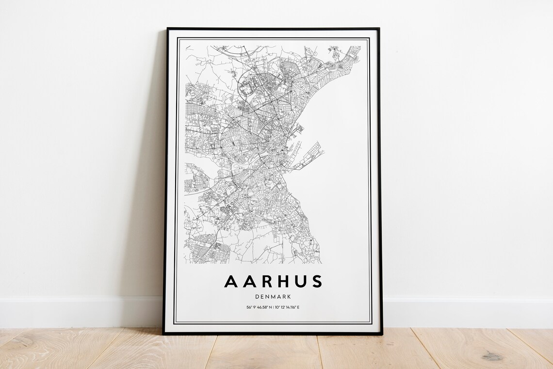 Aarhus Map Print Wall Art Aarhus Print Aarhus Map Poster | Etsy