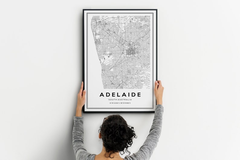Adelaide City Map Print Modern Art Print Adelaide Poster Etsy