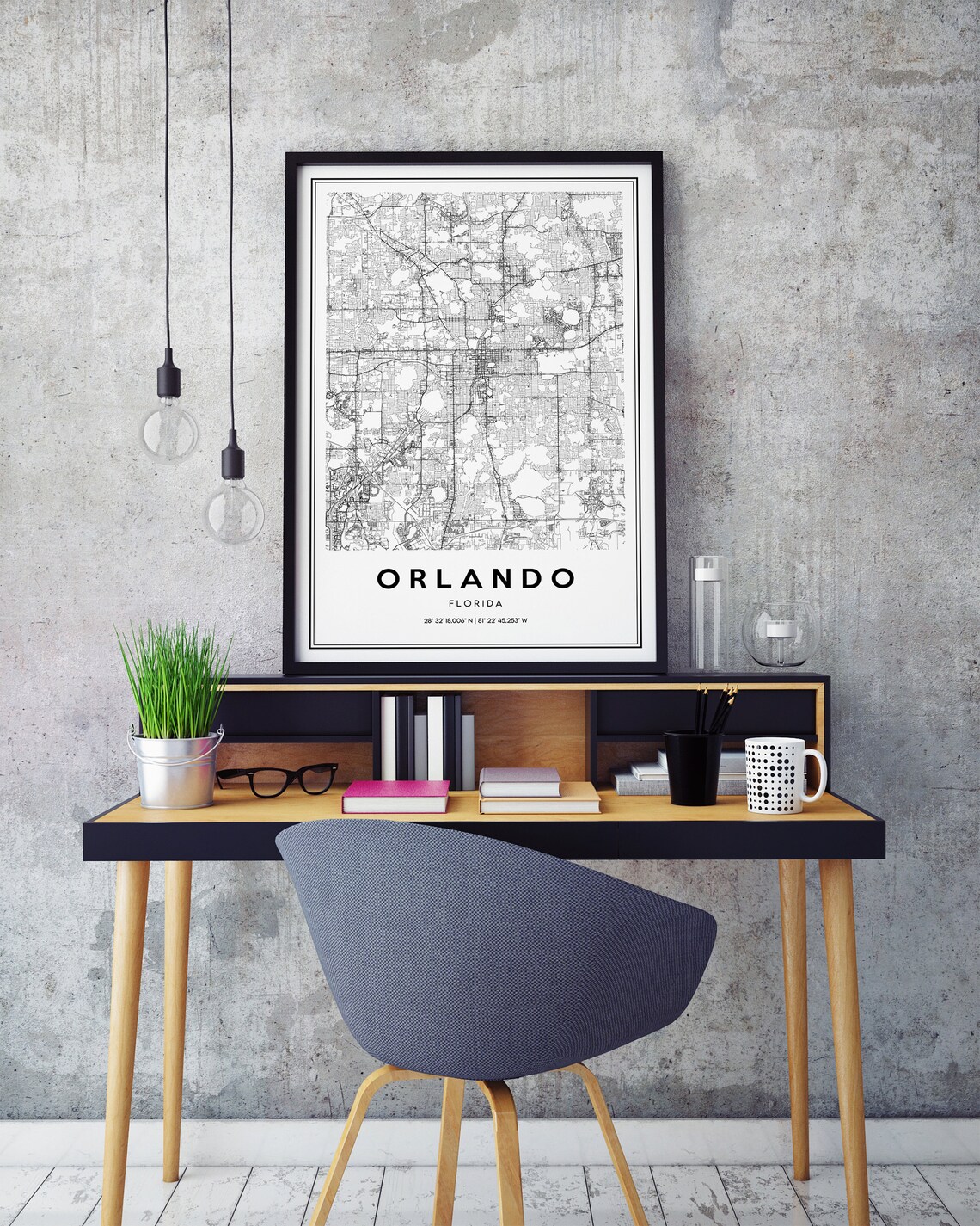 Orlando Map Print Wall Art Orlando Print Orlando Map Etsy