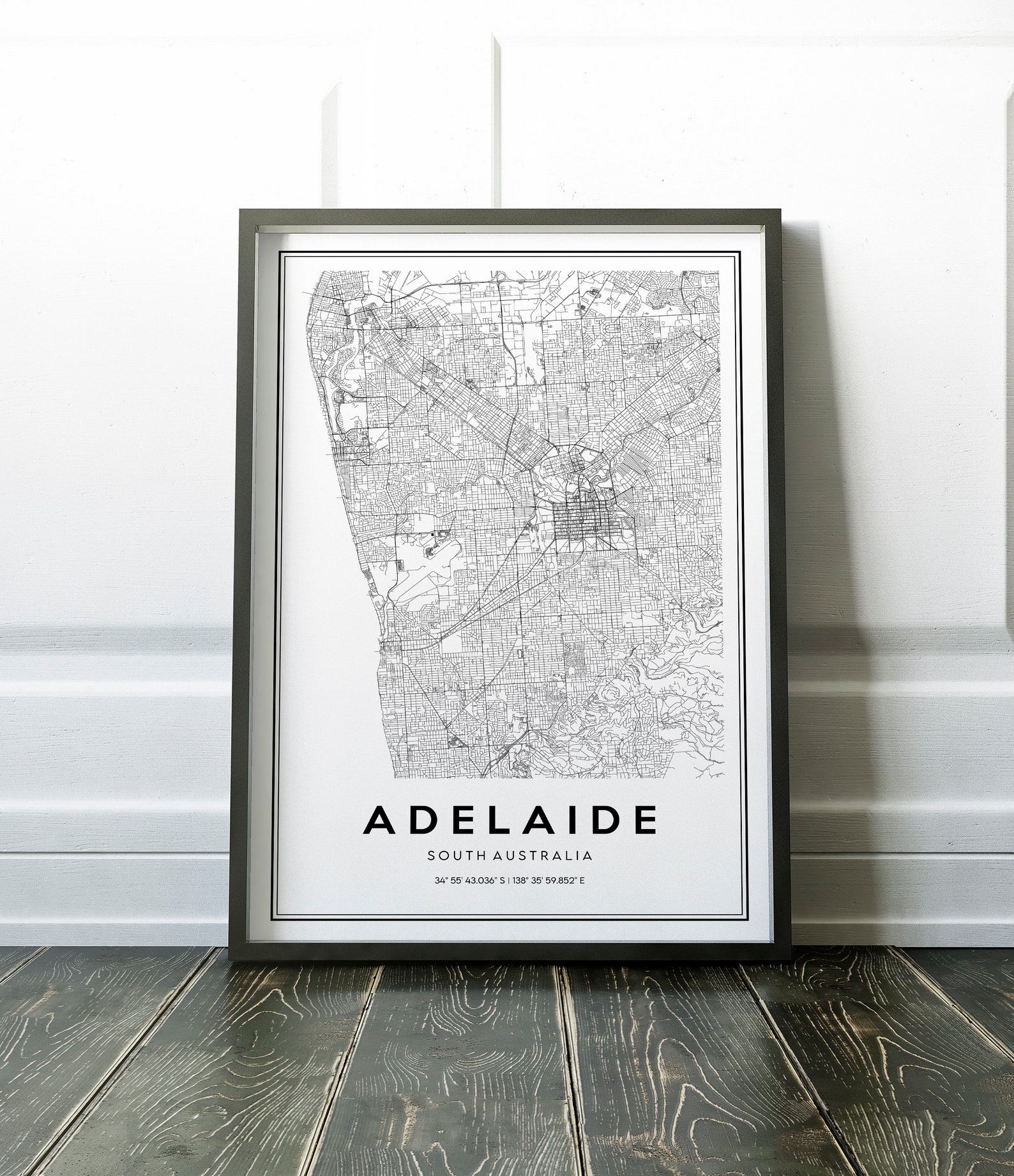 Adelaide City Map Print Modern Art Print Adelaide Poster Etsy