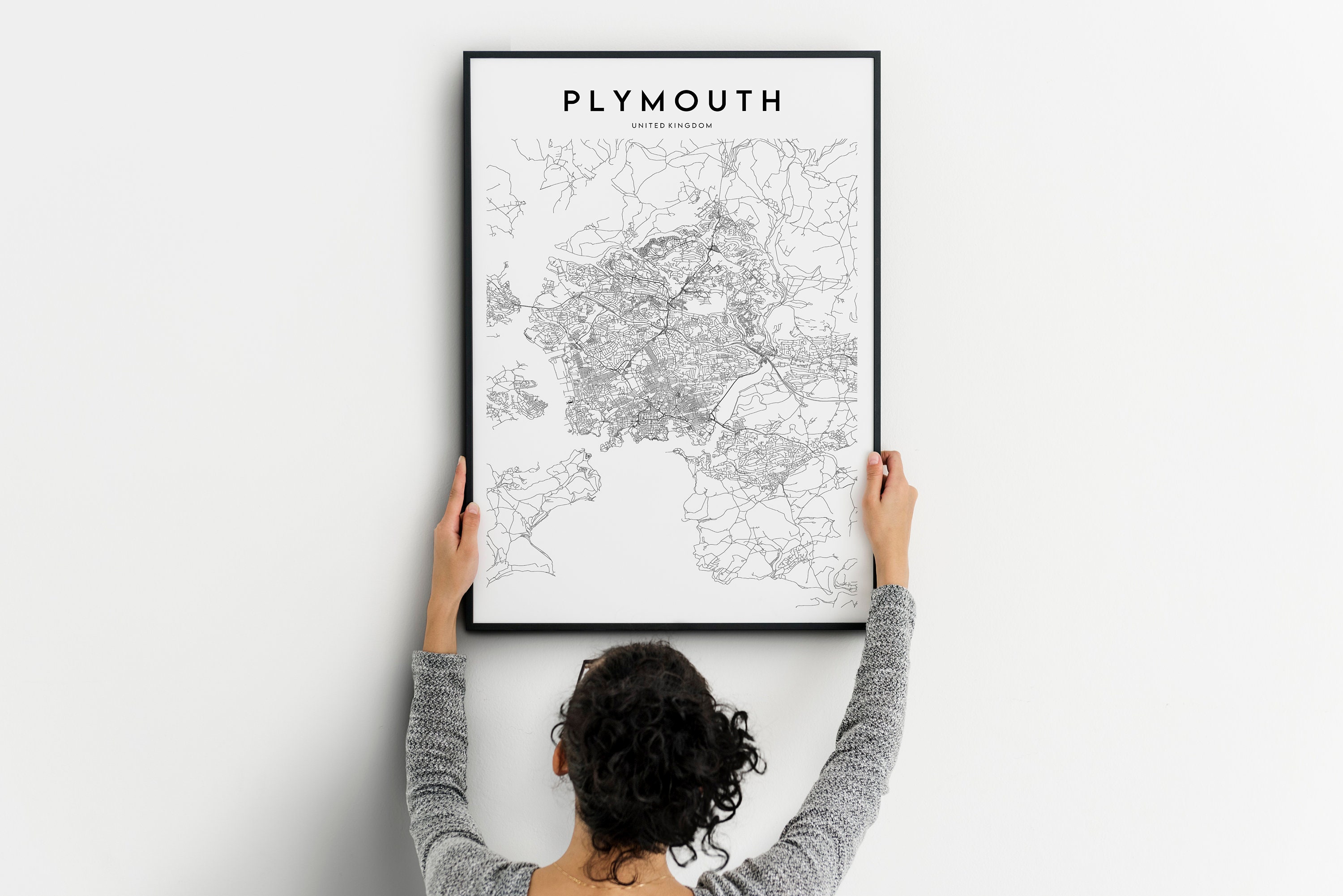 PLYMOUTH CITY MAP POSTER PRINT MODERN CONTEMPORARY CITIES TRAVEL IKEA FRAMES 