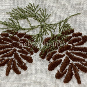 松ぼっくりの刺繍デザイン 即時ダウンロード デジタルファイル 機械刺繍デザイン