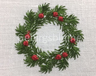 Mini Christmas Wreath Embroidery Design  Digital File Machine Embroidery