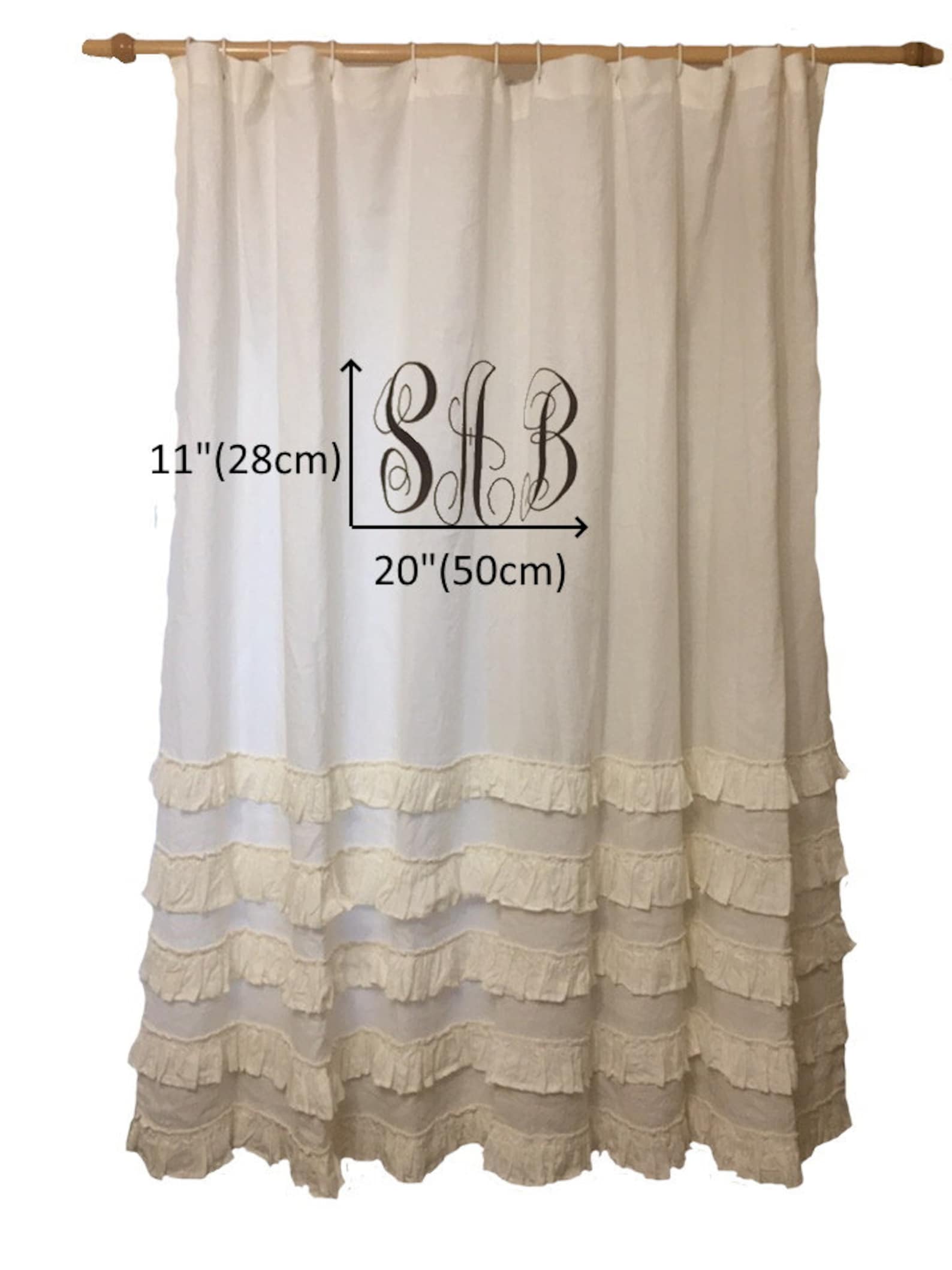 Linen shower curtain Monogrammed curtain Personalized Shower Etsy