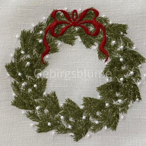 Christmas Wreath Embroidery Design Christmas Monogram  Instant Download Digital File Machine Embroidery design