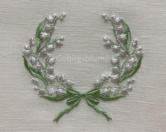 Wreath Machine Embroidery design  Lily of the valley Embroidery Digital File Size H3.57*W3.86in