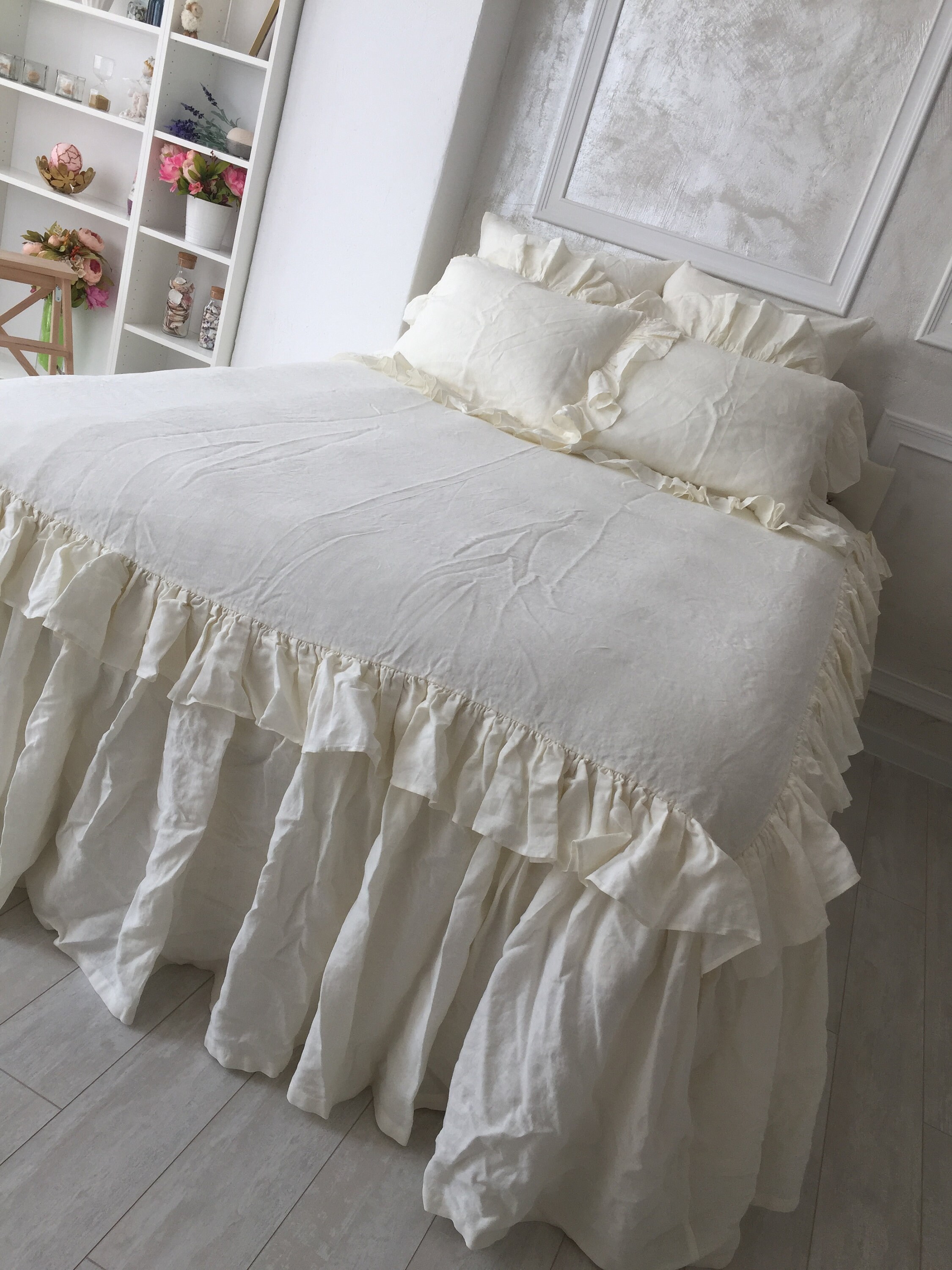 Bed cover Linen Queen Coverlet King bedspread Twin Shabby chic Etsy