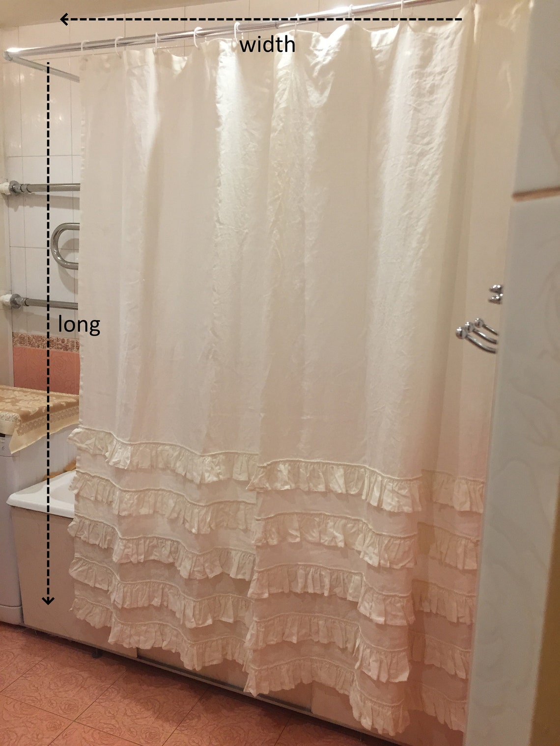 White natural Linen Shower Curtain Custom size Standard Long Etsy