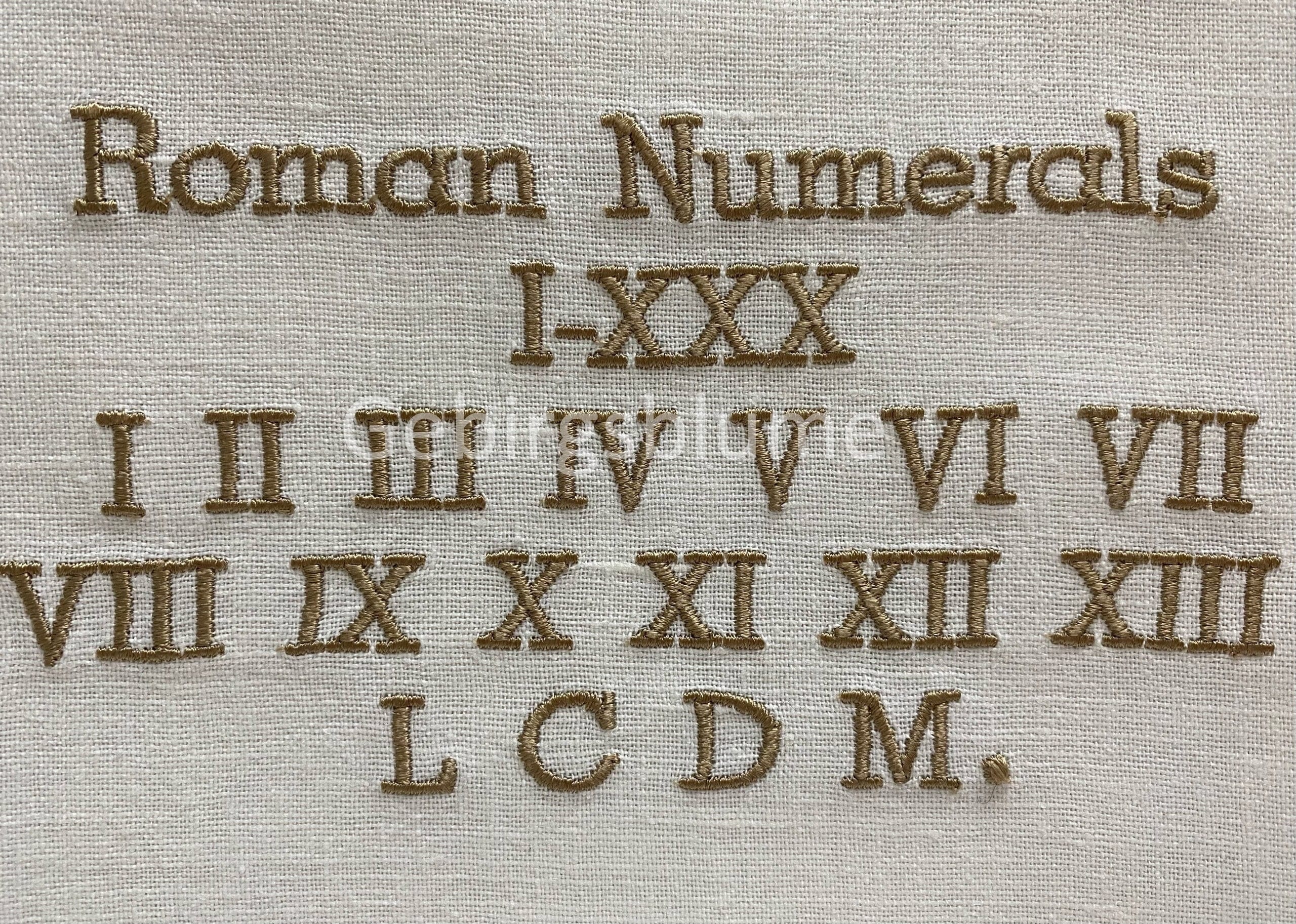 Roman Numerals Embroidery Font Instant Download 30 Numerals + 4 