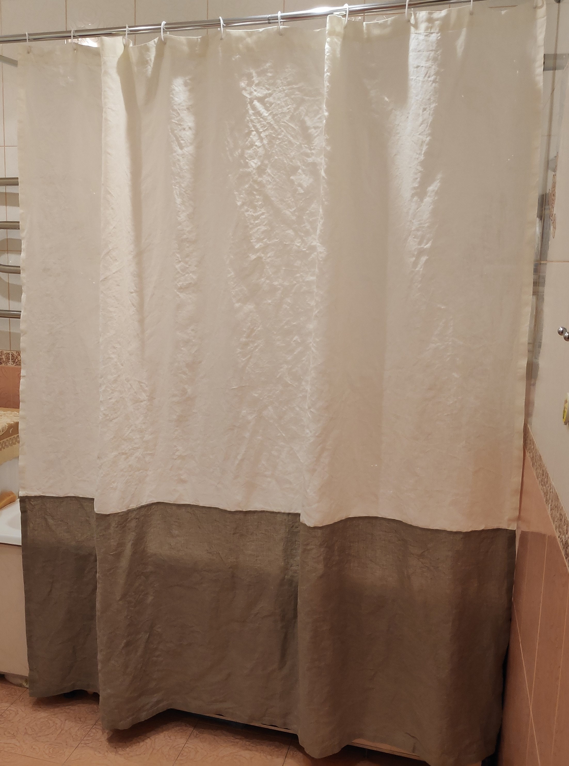 Linen shower curtain in two colors Custom size curtain Extra Etsy
