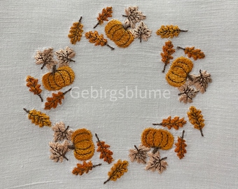 Fall Wreath embroidery design Autumn Machine embroidery designs 5 sizes