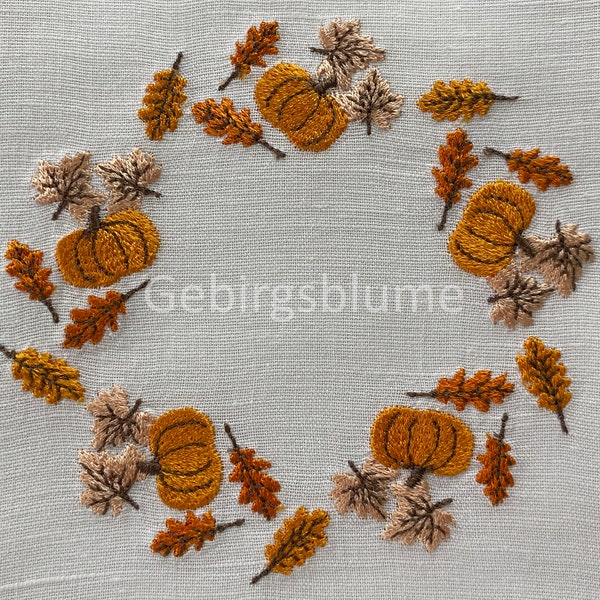 Fall Wreath embroidery design Autumn Machine embroidery designs 5 sizes