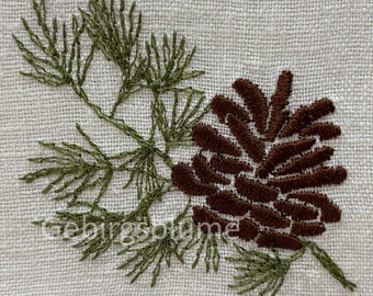 Geometric Pinecone paper embroidery pattern by Mayuka Fiber Art