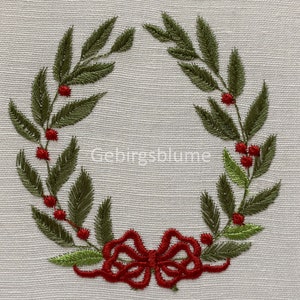 Laurel Wreath embroidery design Christmas Monogram  Instant Download Digital File Machine Embroidery design Size H3.78*W3.55in