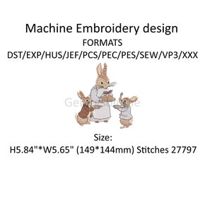 Peter Rabbit Machine Embroidery Design ONE Size H5.84w5.65in - Etsy