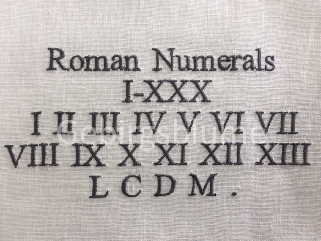 Roman Numerals Embroidery Font Instant Download 30 Numerals - Etsy