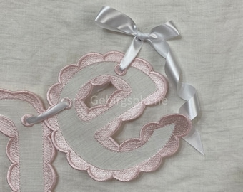 Machine embroidery design ONE Scalloped Edge Birthday Embroidery ITH embroidery Three  letters machine embroidery design