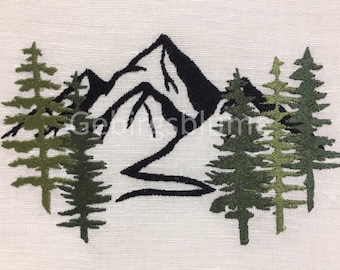 Forest embroidery Mountains Embroidery Designs Instant Download Machine Embroidery design