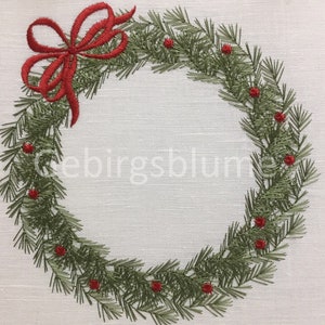 Christmas Wreath Embroidery Design Christmas Monogram  Instant Download Digital File Machine Embroidery design