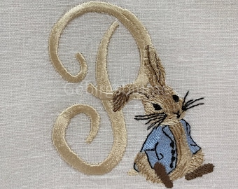 Rabbit Alphabet Machine Embroidery Font one size H3.6 inch 26 uppercase letters A-Z for hoop 4*4in