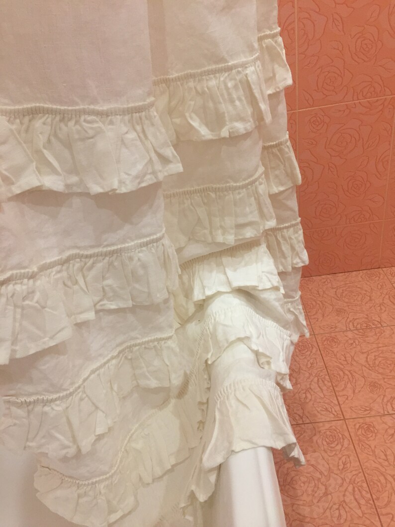 White natural Linen Shower Curtain Custom size Standard Long Etsy