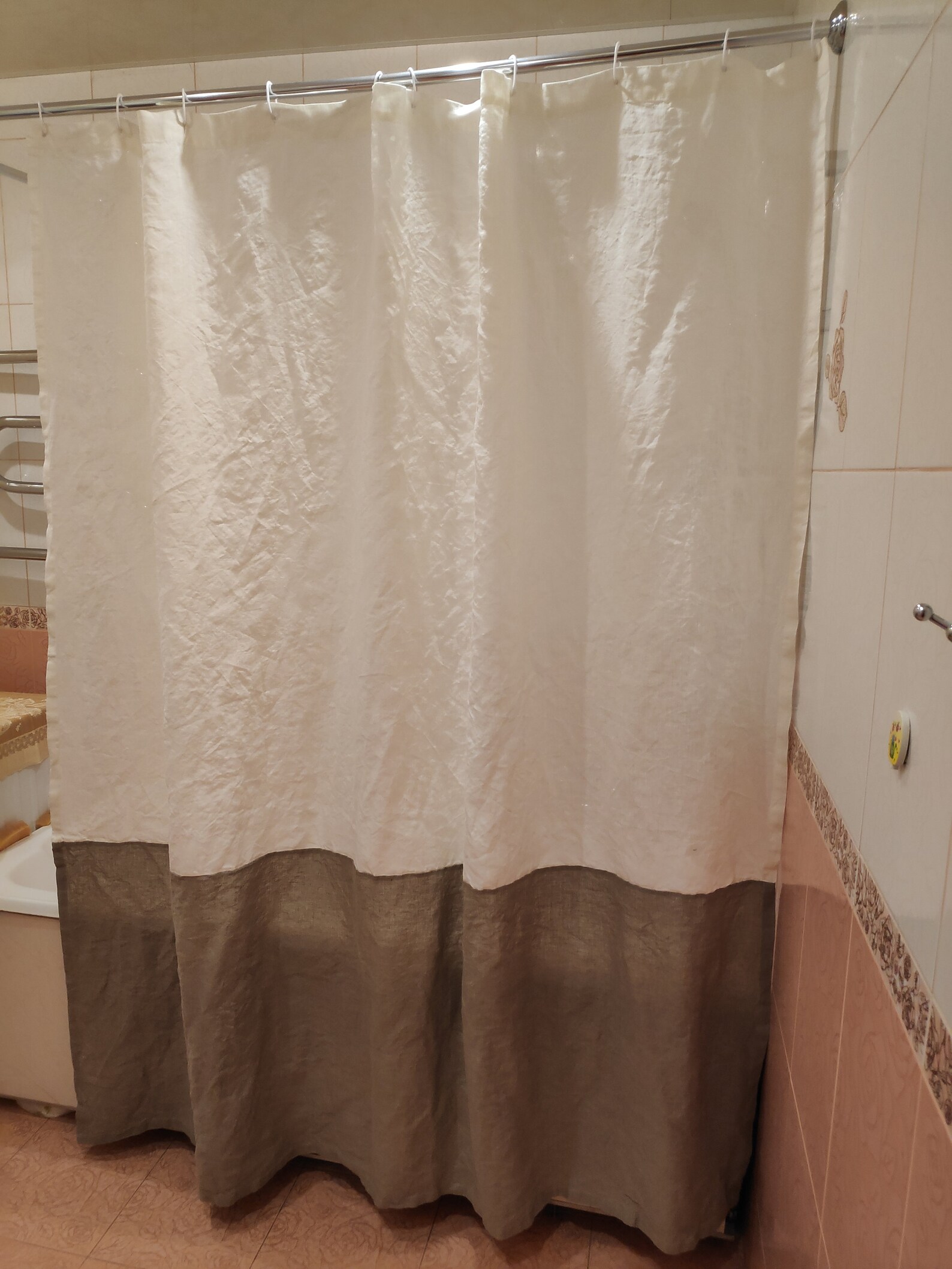 Linen shower curtain in two colors Custom size curtain Extra Etsy