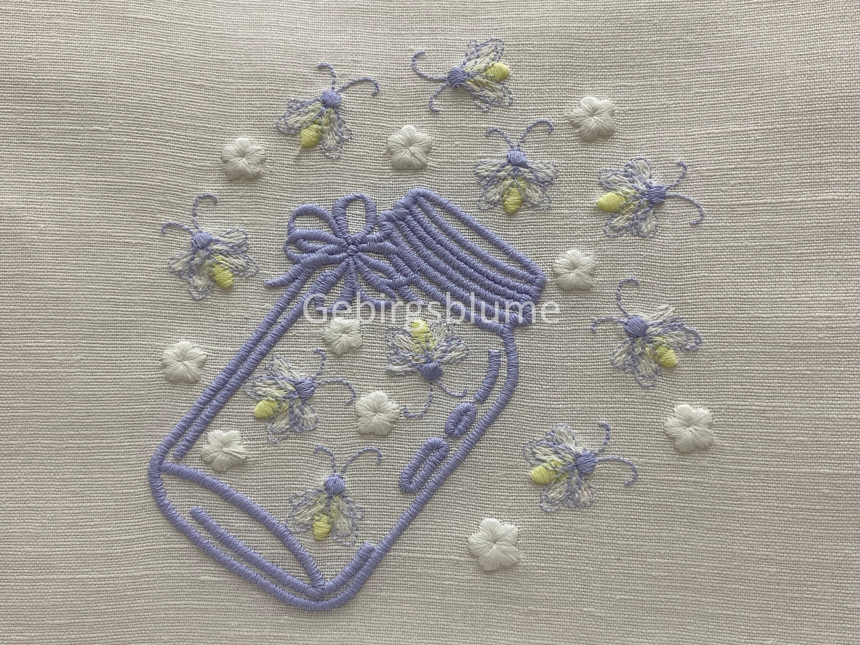 Firefly Machine Embroidery design  Glow in the dark Size H5.23*W4.90in