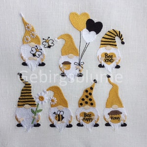Bee Gnome embroidery design Digital embroidery