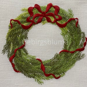 Christmas Wreath Embroidery Design Christmas Monogram  Instant Download Digital File Machine Embroidery design
