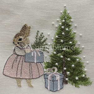 Desenho de bordado à máquina de coelho de Natal