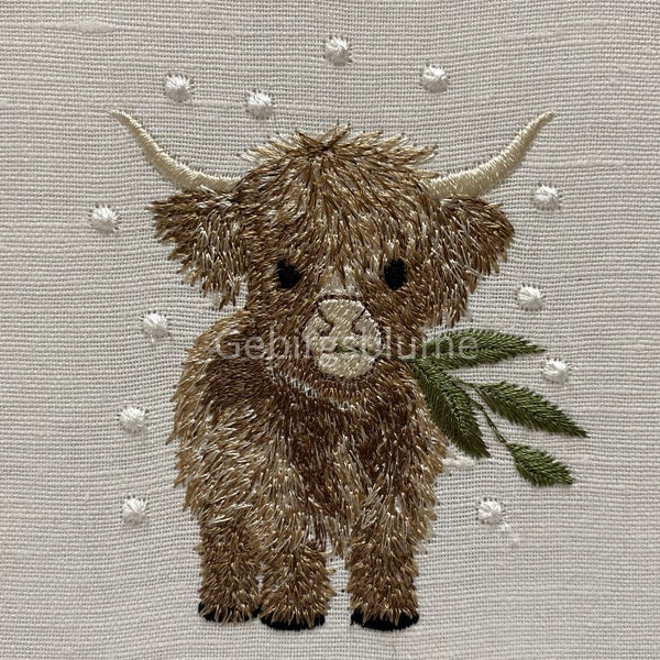 Highland Cow embroidery design Сhristmas Machine Embroidery  Instant Download Digital File