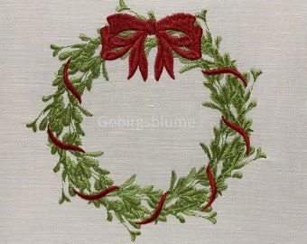 Christmas Wreath Embroidery Design Christmas Monogram  Instant Download Digital File Machine Embroidery design Size H6.50*W6.45in