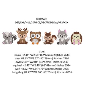 Woodland Baby Animals Embroidery Design 6 Machine Embroidery Design - Etsy
