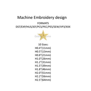 Mini Star Machine Mini Star Machine Embroidery Design 10 Sizes ONLY SINGLE STAR (multi ...