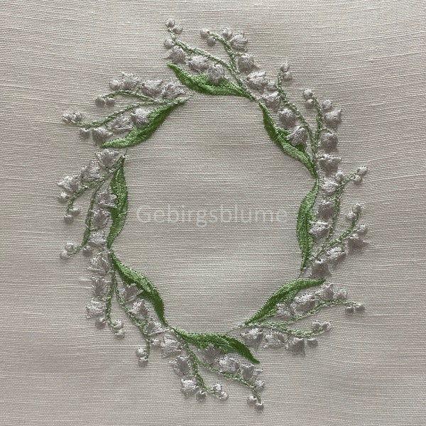 Wreath Machine Embroidery design  Lily of the valley Embroidery Digital File Size H6.30*W4.73in
