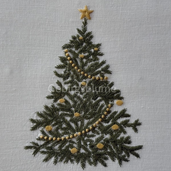 Christmas tree Machine embroidery design Size H6.44*W4.58in