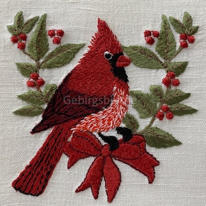 Weihnachten Maschinenstickerei Größe H9*W3,7cm Roter Kardinal Stickerei