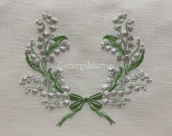 Wreath Machine Embroidery design  Lily of the valley Embroidery Digital File Size H5.68*W6.39in